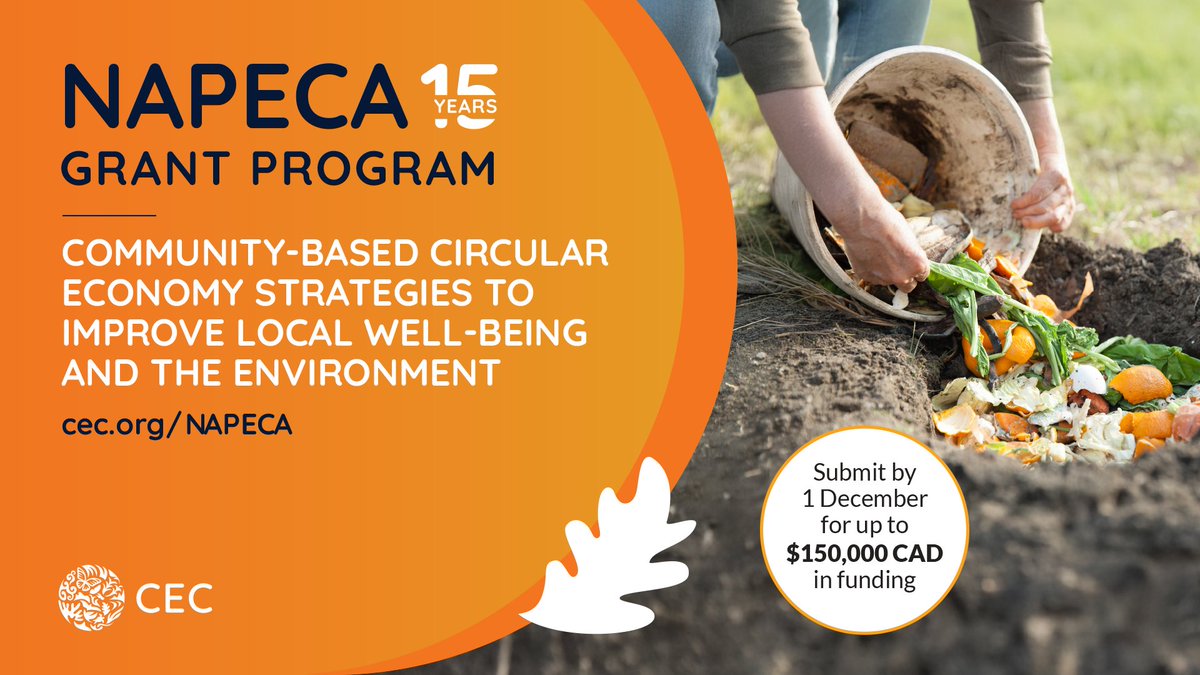 CECweb's tweet image. 📣 Apply to the 2026-2028 #NAPECA grant cycle!

🌱 Up to $150,000 CAD in funding🌎♻️
📭 Deadline: 1 Dec.

👇 Apply today! 👇
cec.org/grant-programs…
