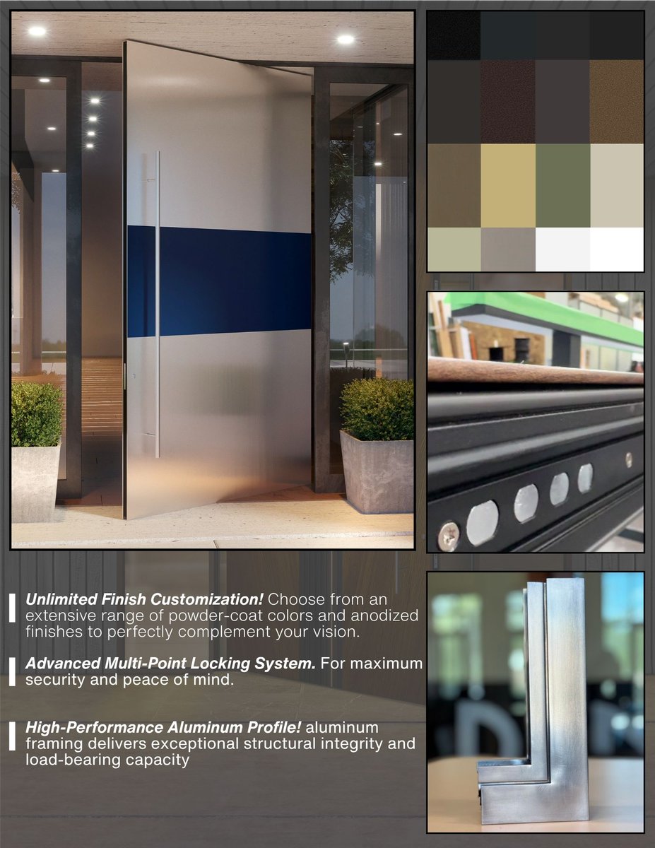 PandaWindows's tweet image. Your front door sets the tone. Make it unforgettable. 🏡✨
Panda Pivot Doors: Up to 22ft H, concealed hardware, unlimited finishes. Custom-built in Las Vegas.
📲 instagram.com/pandawindowsdo…
#PandaWindowsAndDoors #LuxuryHomes #CustomDoors #PivotDoors