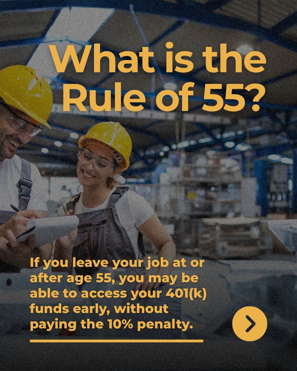 SealsFinancial's tweet image. Thinking about retiring early from Toyota?

If you leave your job after age 55, you may be able to access your 401(k) funds without the usual early withdrawal penalty. That flexibility can be a game changer for employees planning to retire before 59½.
