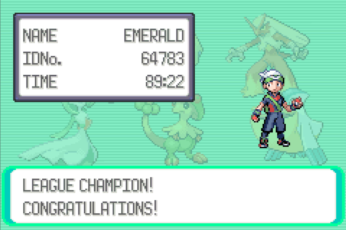 GuardianRoyal12's tweet photo. Pokemon Emerald beaten. Definitely the best game out of the first 3 installments. Really enjoyed the progression of this one https://t.co/pnlr5EnLAf