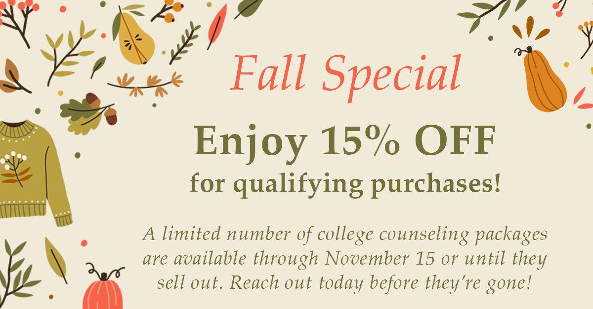 ACT FAST: Popp &amp; Associates College Counseling Sale Ends 11/15! Reserve your spot today!
conta.cc/4nNZi6X