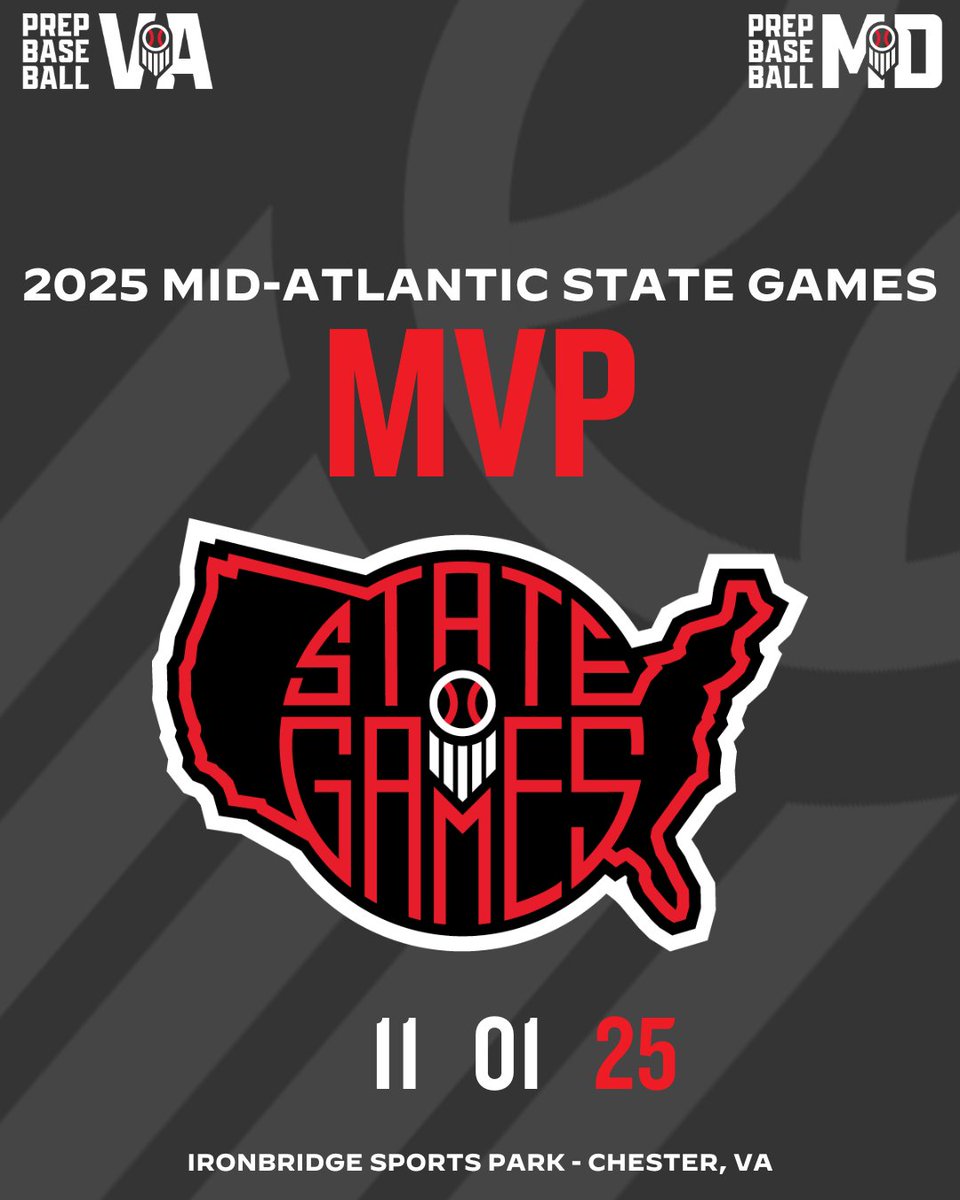 PrepBaseballVA's tweet image. 🚨2025 Mid-Atlantic State Games MVP 🚨

We are excited to announce the 2025 Mid-Atlantic State Games MVP. This uncommitted player had a huge weekend in the workout and in game. Who brings home the honor?

See the full story with video ➡️ loom.ly/Sb3WKKU

#MASG25 #BeSeen