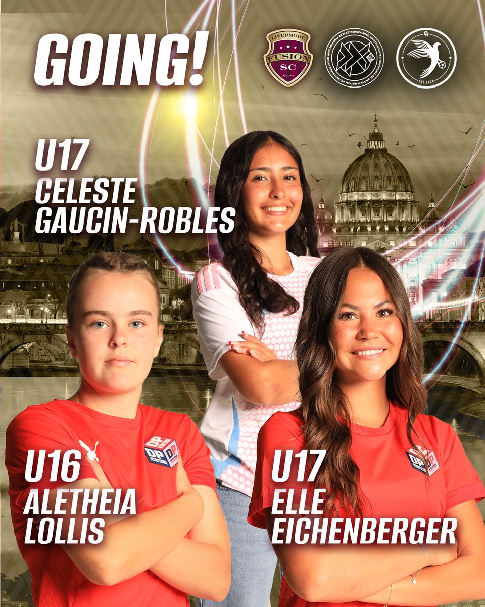 FusionSC's tweet image. Help us give a proper sendoff to our Fusion players GOING TO ROME this month! 🇮🇹 Let&apos;s wish them luck in the comments!! 👏 #PowerofFusion #CaliRiseSoccer #GirlsClubSoccer