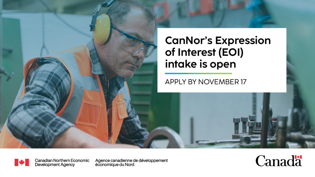 CanNor’s Expression of Interest deadline is November 17 at 11:59 p.m. PST. How can we help you take the next step for your business or organization? ow.ly/wg9S50XlOI8 #GC #North