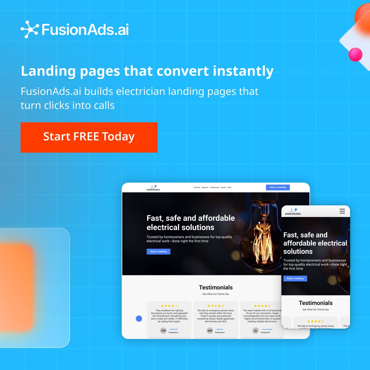 fusionads_ai's tweet photo. Get your electrician business shining online! 💡
Fusion’s AI helps you rank higher, get more calls, and grow faster — all in one easy platform. 

Start FREE today: https://t.co/J8iGpc2VZ6 https://t.co/fqWTmvaVHV