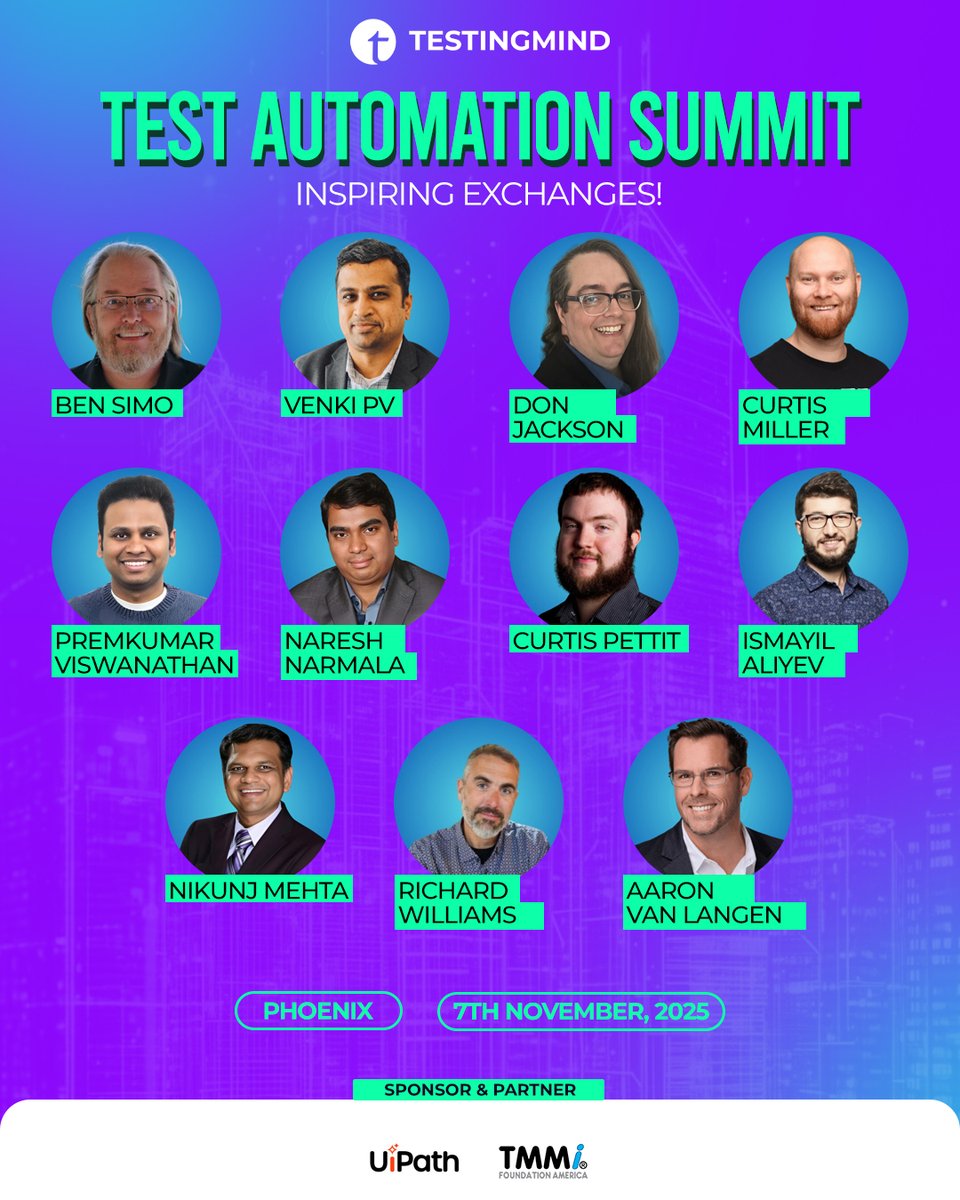 testingmindcon's tweet image. 🌟 Innovation, Intelligence, and Impact — Thank You, Phoenix, for an Incredible Test Automation Summit!

What a phenomenal gathering it was at the Test Automation Summit – Phoenix (Nov 7, 2025) — a day filled with groundbreaking insights, forward-thinking discussions, and a…