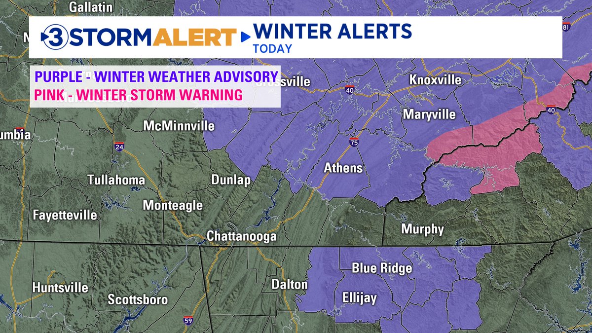 ClayLocal3's tweet image. A Winter Weather Advisory has been issued for Murray, Gilmer, and Fannin Counites in North Georgia. Up to 1&quot; of snow will be possible with locally higher amounts in elevations of 2000&apos;. 

#gawx