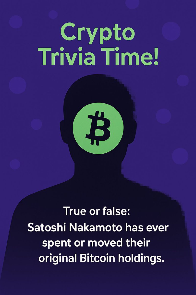CryptoTrivia 👤 True or false: Satoshi Nakamoto has ever moved their  original Bitcoin. 🪙