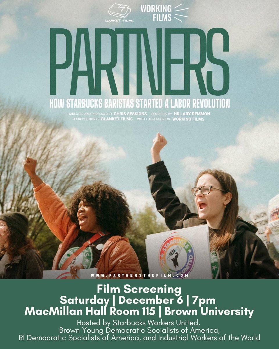 newenglandsbwu's tweet photo. Bummed you missed out on seeing the new documentary “Partners: How Starbucks Baristas Started a Labor Revolution” last week in Boston and Manchester? Well, there’s one more chance to coming up in #Providence
Save the date! See you there 😎✊
#tobeapartner @SBWorkersUnited https://t.co/iF6IfK2jvT
