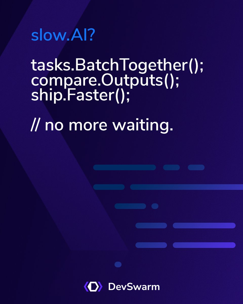 devswarm_ai's tweet image. Why settle for one AI when you can unleash a swarm? 
With parallel builds, branch isolation, and multi-agent orchestration, DevSwarm turns your desktop into an AI playground… minus the chaos.
Welcome to coding in parallel → devswarm.ai 
#DevSwarm #ParallelCoding…