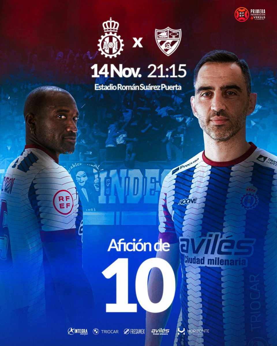 ⚽ 𝐂𝐚𝐫𝐭𝐞𝐥 𝐝𝐞𝐥 𝐩𝐚𝐫𝐭𝐢𝐝𝐨 | Aғɪᴄɪᴏ́ɴ de ①⓪🔥

‼️ Promoción‼️
🪙 Precio único público general: 10€

🏆 Jornada 12
🆚 <a href="/arenas_club1909/">ARENAS CLUB oficial</a>
🗓️ Viernes (21:15 horas)
🏟️ Román Suárez Puerta 

⛓️ Info: tinyurl.com/aficion-10

#RealAvilésIndustrial 🔵⚪🔴