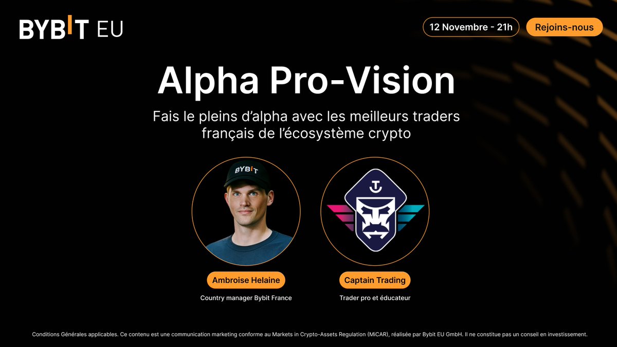 On commence fort!

Pour cette première édition d’Alpha Pro Vision, nous avons le plaisir d’accueillir <a href="/captaincrypto21/">Captain Trading™</a>.

Rejoignez-nous mercredi 12 novembre à 21 h pour plonger dans la tête d’un trader pro.