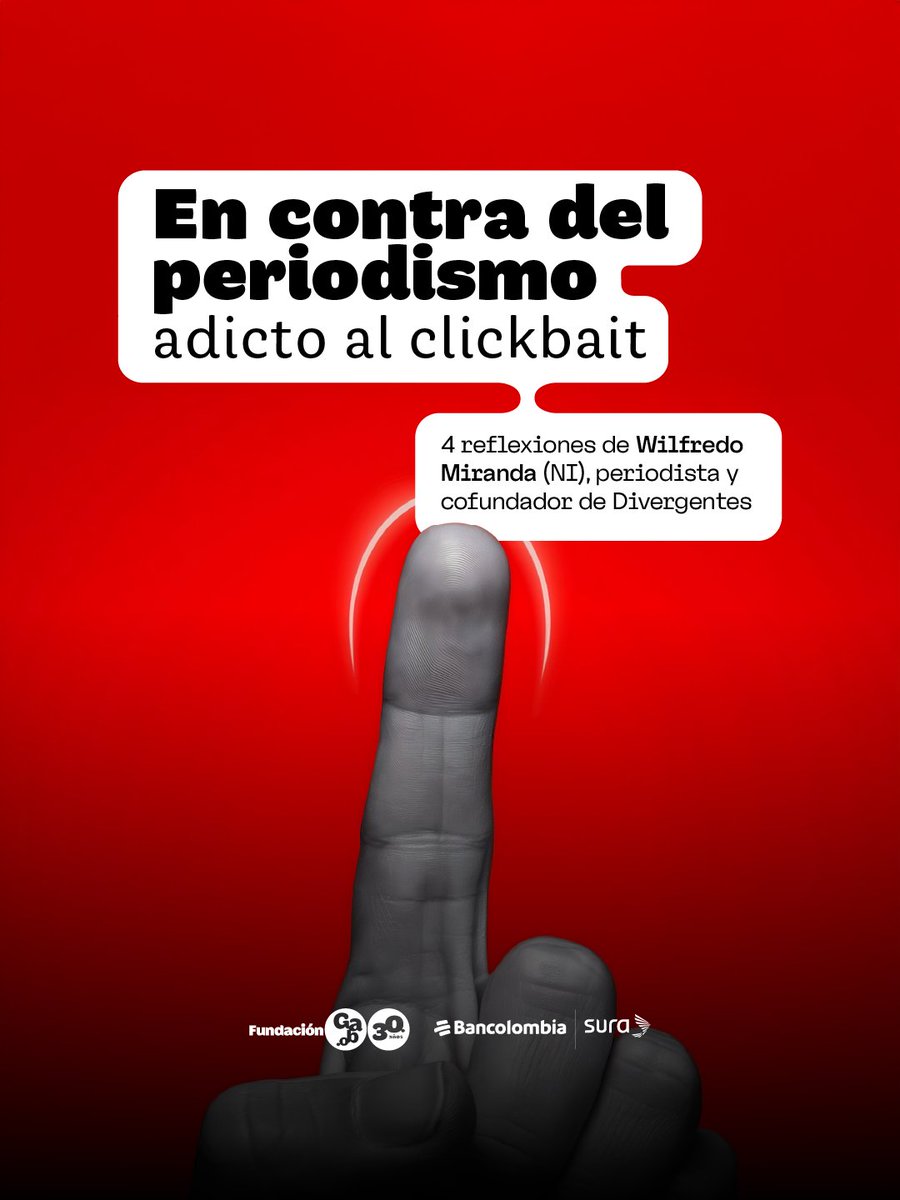 ¿Periodismo o espectáculo? 🧐

Wilfredo Miranda (<a href="/PiruloAr/">Wilfredo Miranda Aburto</a>) 🇳🇮 cuestiona la lógica del clickbait: una práctica que sacrifica rigor y contexto por tráfico y likes, con consecuencias graves para la memoria, la ética y la democracia. 

Abrimos 🧵con 4 de sus reflexiones.