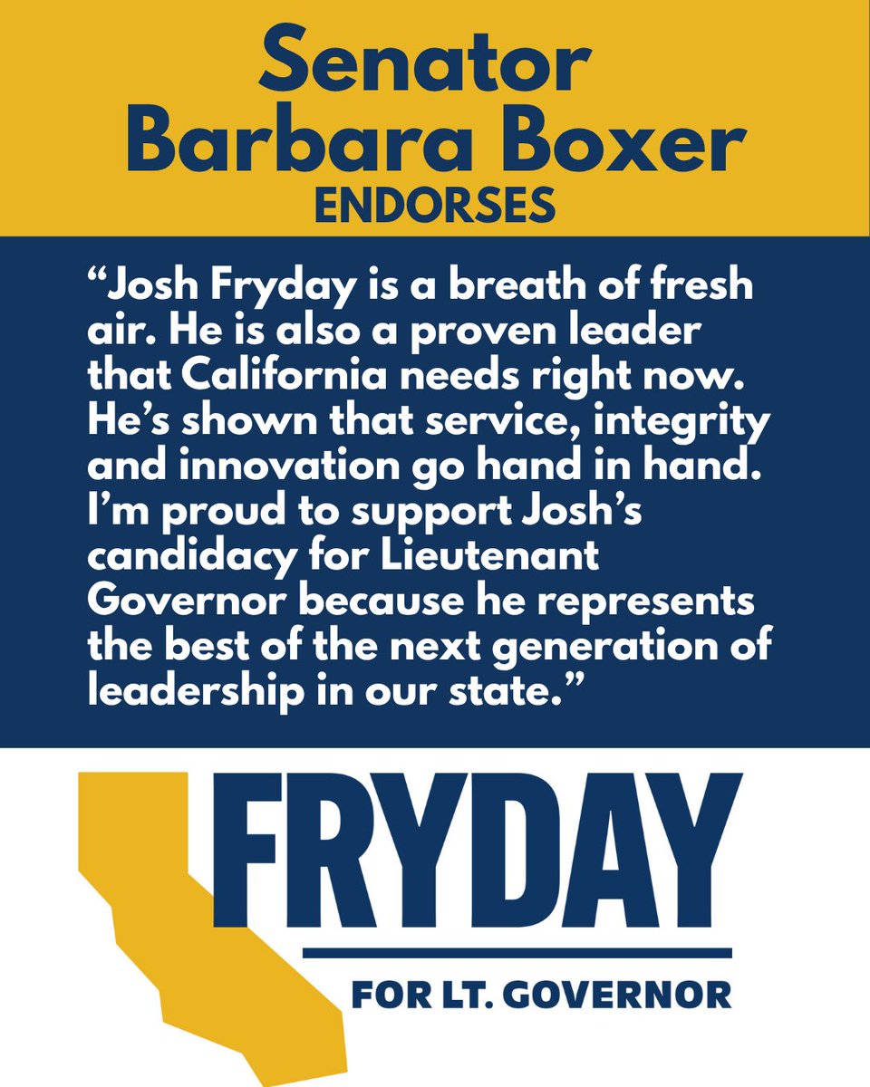 Grateful to have the support of Senator Boxer in my campaign for Lieutenant Governor! Her leadership and dedication to California is an inspiration to me and I’m proud to carry that same spirit forward. #california #leadership #politics #vote