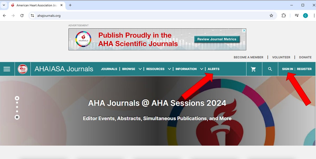 CircOutcomes's tweet image. Stay up-to-date with the American Heart Association Journals and sign up for article alerts today! The alerts fit your schedule and can be sent daily, weekly, or monthly. 

Sign up is simple - just go to AHAJournals.org and click on &quot;Alerts&quot;. #AHA25