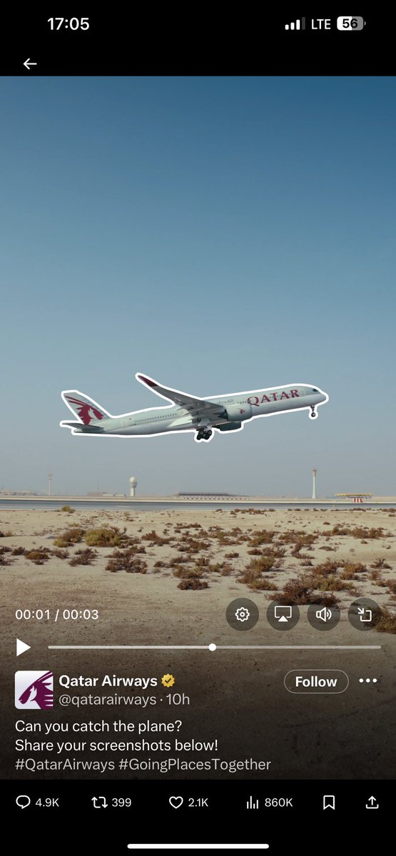 BaniniB's tweet photo. @qatarairways Just Now 👌🏽 https://t.co/0G3Q9oJ7Jh