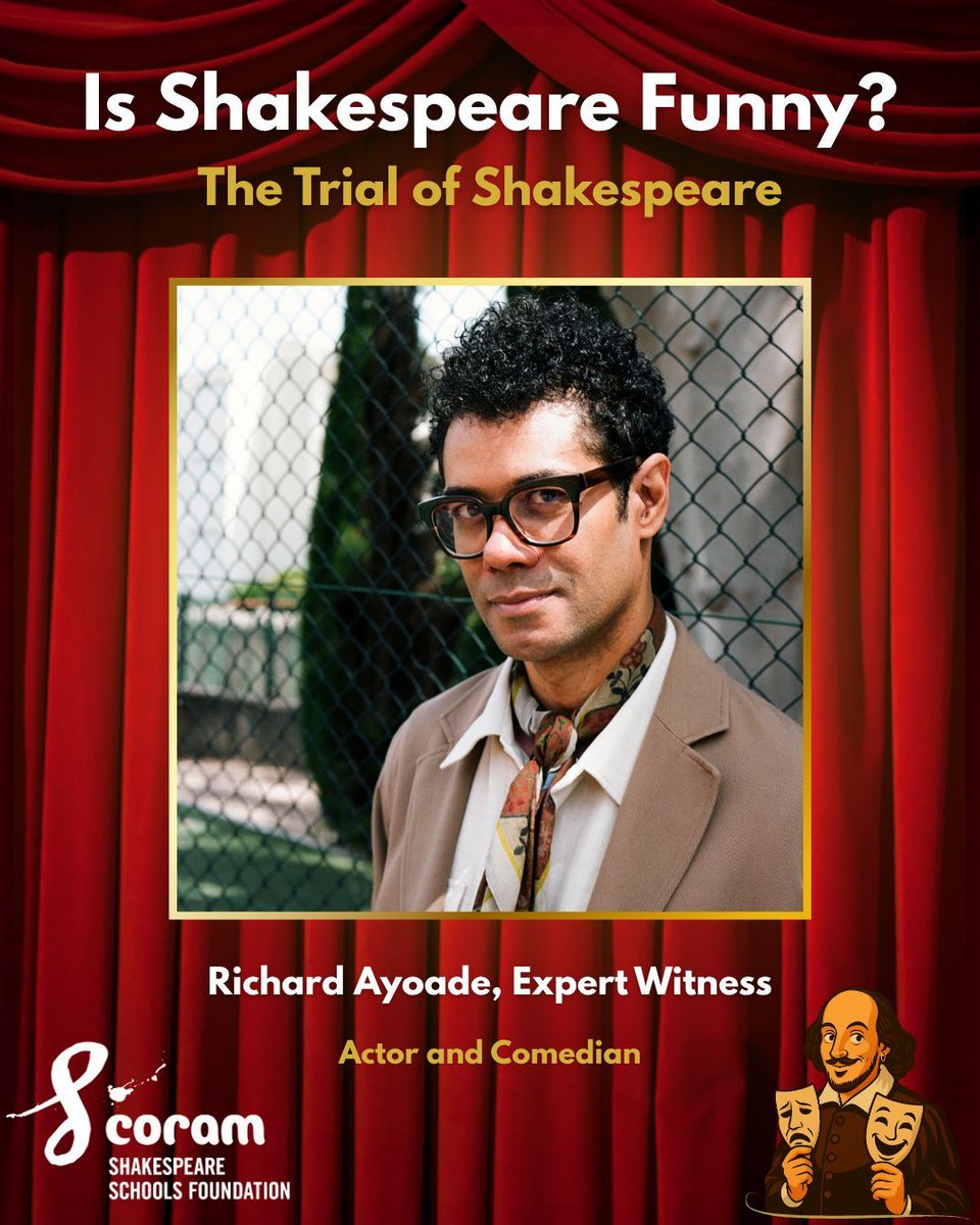 cssf_uk's tweet image. In case you missed it: Richard Ayoade, actor and comedian, and expert witness for ‘Is Shakespeare Funny? - The Trial of Shakespeare’ on 8 December. ⚖️ 

Book your ticket: criterion-theatre.co.uk/thetrialofshak… 

#IsShakespeareFunny #TheTrialOfShakespeare
