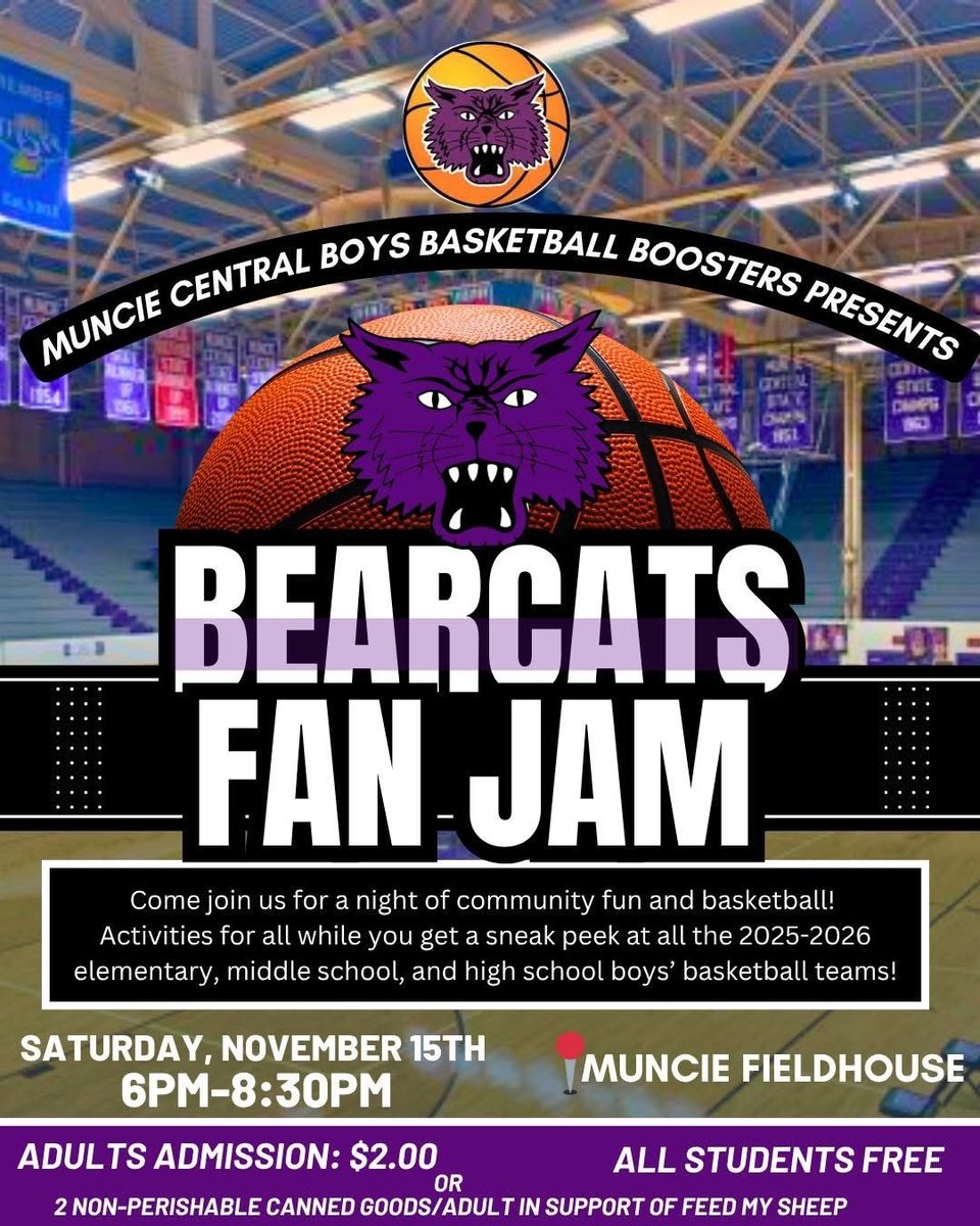 MuncieSchools's tweet image. In case you didn&apos;t know, we&apos;re entering hoops season! Come get an early glimpse of this year&apos;s Bearcats this Saturday: