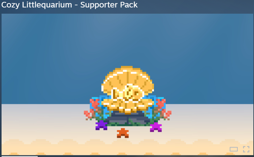Also. The Supporter Pack is already available too! If you wanna help a single indie dev buy a coffe!
This pack includes an exclusive decorative prop to personalize your aquarium (Not pay-to-win)