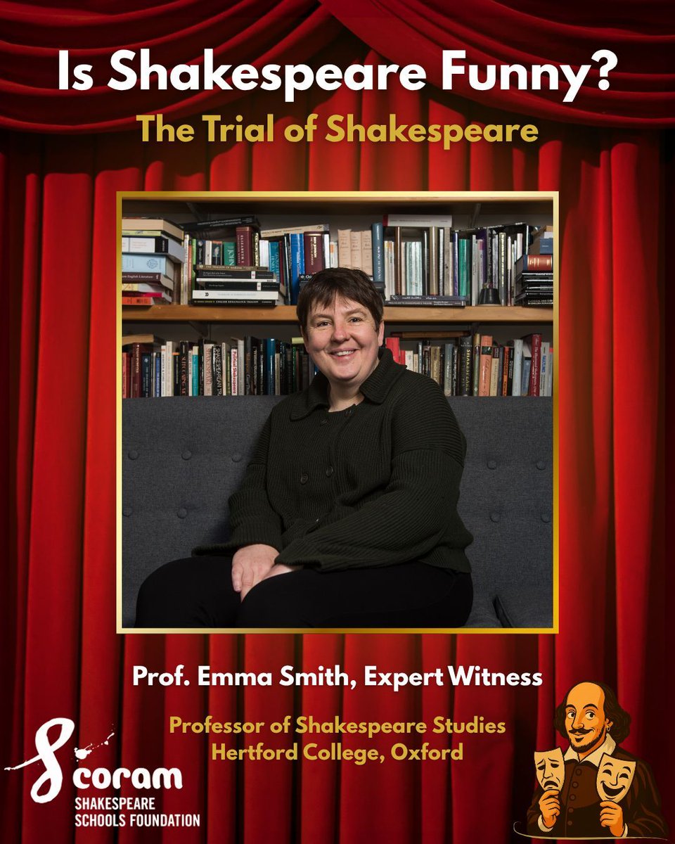 cssf_uk's tweet image. In case you missed it: Professor Emma Smith, leading Shakespeare academic, and expert witness for ‘Is Shakespeare Funny? - The Trial of Shakespeare’ on 8 December. 📚 

Book your ticket: criterion-theatre.co.uk/thetrialofshak… 

#IsShakespeareFunny #TheTrialOfShakespeare