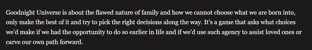 Goodnight Universe is a magical little game. The team behind Before Your Eyes have once again delivered a narrative journey that feels precision engineered to rip your heart out and piece it back together again. <a href="/nicedreamgames/">Nice Dream | Goodnight Universe - out NOW! 💫</a>. 

Here's my full review: 

thegamer.com/goodnight-univ…