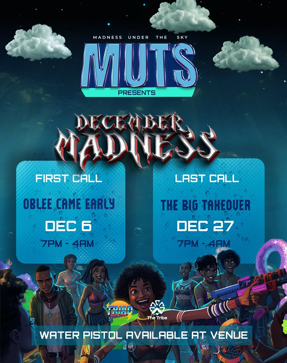 mutsxperience's tweet photo. December is about to get DOUBLE the madness!

Oblee Came Early &amp; The Big Takeover. 🔥

Don’t miss the most electrifying nights of the year.

Save the dates, the countdown begins!

#DecemberMadness #FOMO #MUTS https://t.co/7vAXl25J05