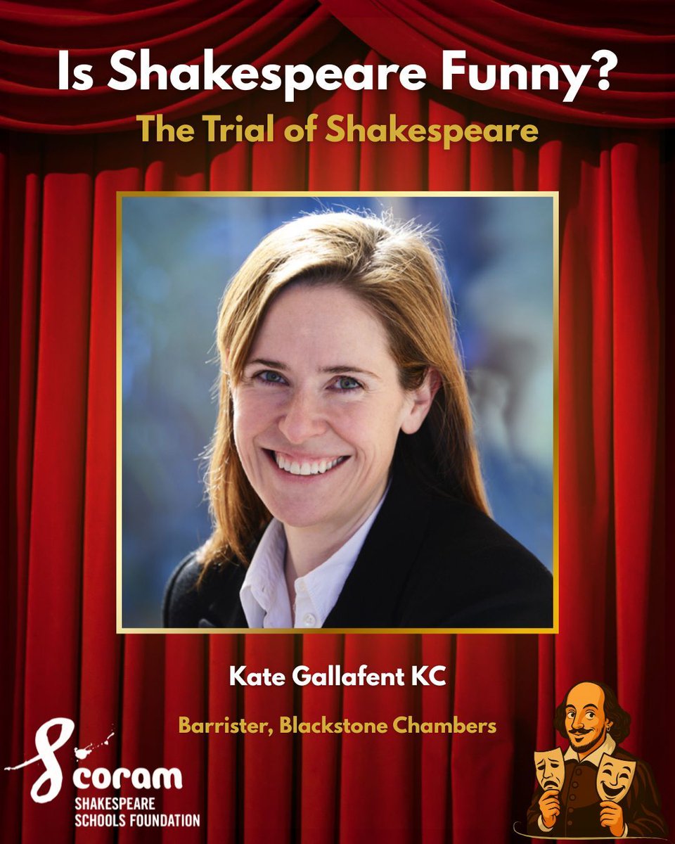 cssf_uk's tweet image. In case you missed it: Kate Gallafent KC, barrister for Blackstone Chambers, appearing in ‘Is Shakespeare Funny? - The Trial of Shakespeare’ on 8 December. 🪶 

Book your ticket: criterion-theatre.co.uk/thetrialofshak… 

#IsShakespeareFunny #TheTrialOfShakespeare