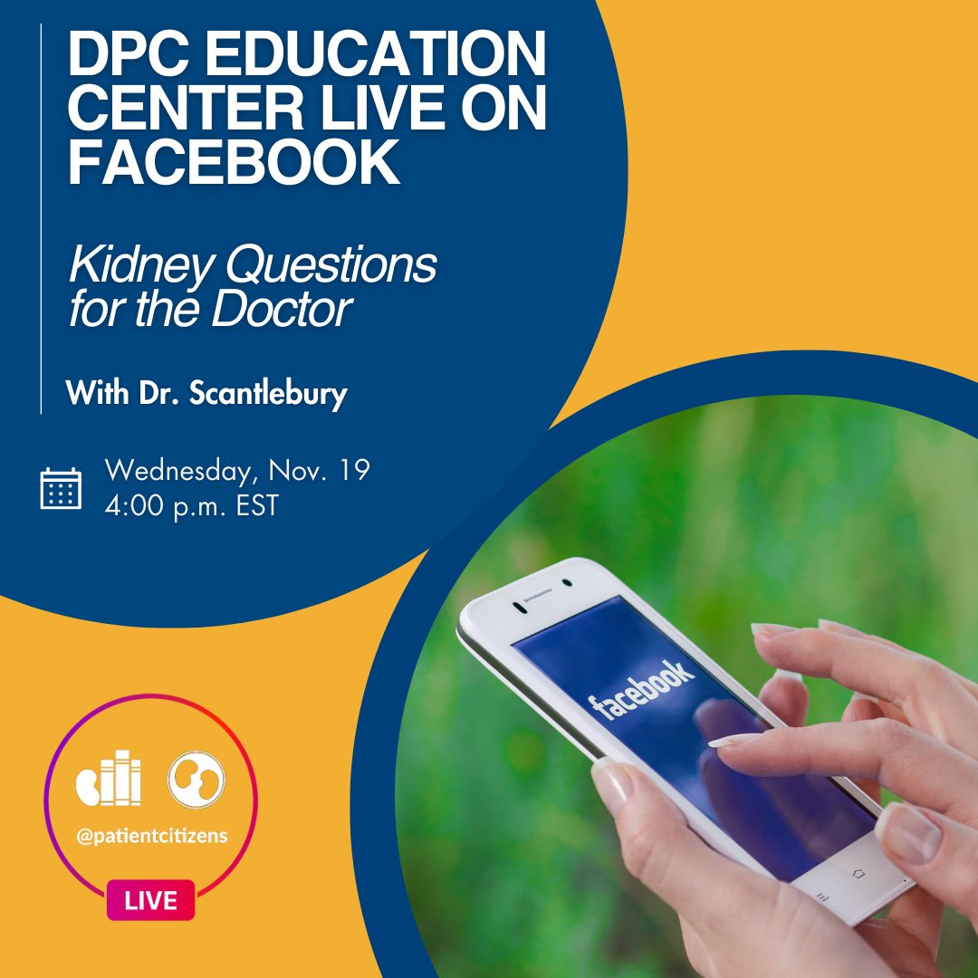 📅 Save the Date!
Join us LIVE on Facebook at the DPC page on November 19! We're excited to welcome back Dr. Scantlebury, who’ll be answering all your pressing questions about kidney care. 💬🩺
Don't miss this chance to learn, ask, and connect!