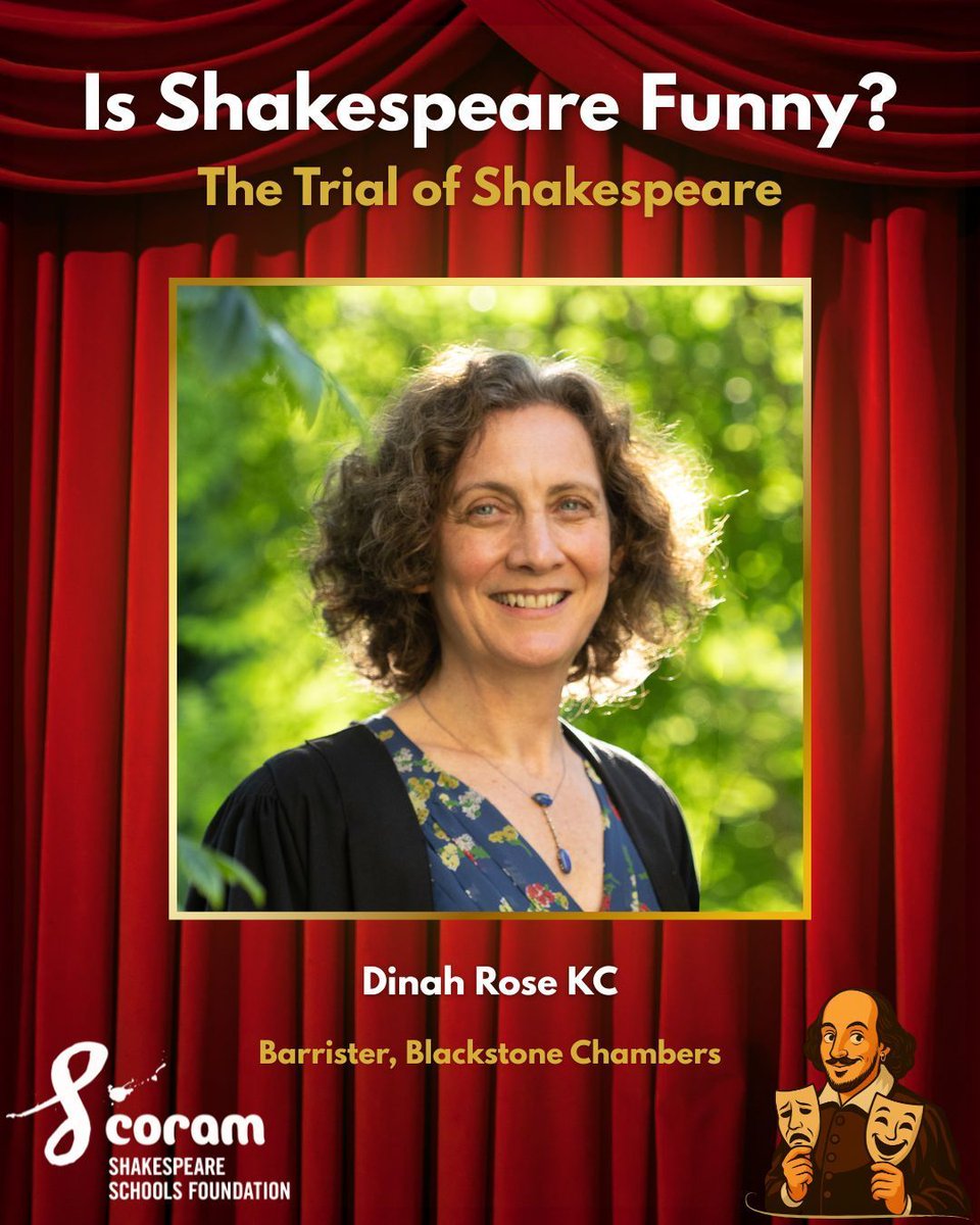cssf_uk's tweet image. In case you missed it: Dinah Rose KC, barrister for Blackstone Chambers, appearing in ‘Is Shakespeare Funny? - The Trial of Shakespeare’ on 8 December. 🔗 

Book your ticket: criterion-theatre.co.uk/thetrialofshak… 

#IsShakespeareFunny #TheTrialOfShakespeare
