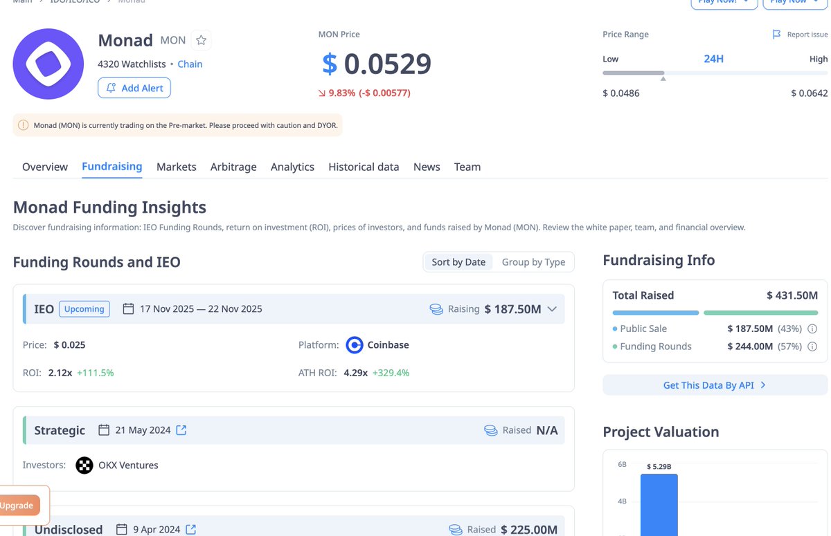 Neden bu ön-satışa katılıyorum

Çok pahalıya mı satıyorlar EVET

2.5B değerlemelik bir ürün ortada var mı? Kesinlikle yok!

1- Coinbase'in ilk ön-satış projesi
2- TGE bu ayın 24'ünde
3- %100 kilitsiz
4- Pre-market'te 2X

-- 10K atsam ayın 24'ünde 20K çeksem kimden kötü?
-- Ortada