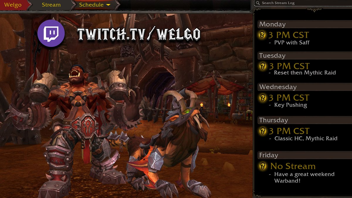 Welgo_'s tweet photo. 🔥The Warband Is On The March!🔥
Stream Schedule for the week of November 10th
https://t.co/CMy9euWc8j
#welgo | #worldofwarcraft | #streamer https://t.co/6eCBiJq3E8