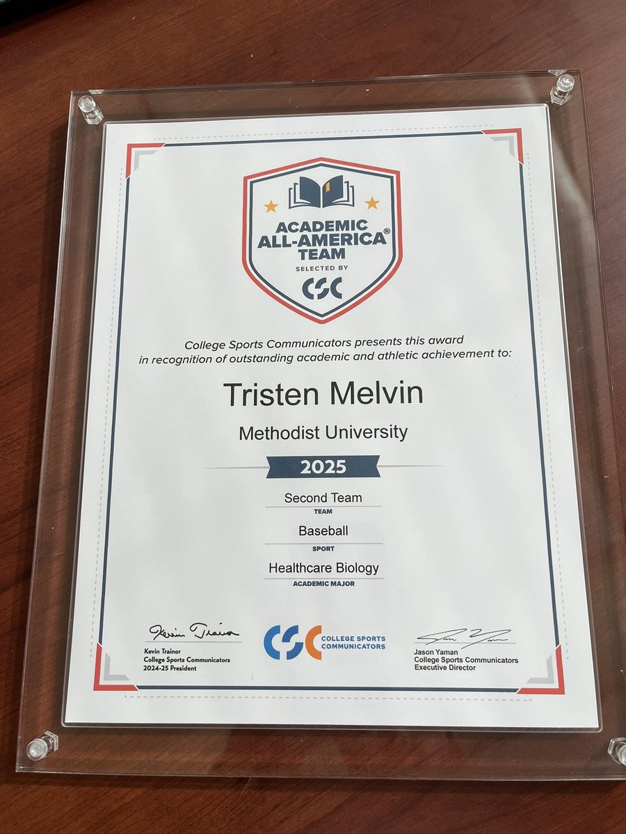 MethodistU_BSB's tweet image. Some new hardware just arrived for our baseball fieldhouse!

Another congrats to Tristen Melvin on being named an Academic All-American!

#MethodistBaseball 🦁⚾️