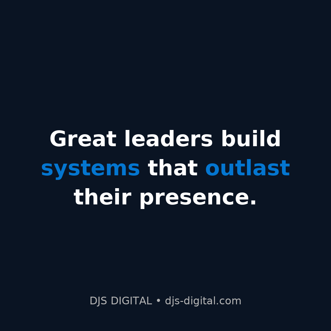 djsdigital1's tweet photo. True leadership isn’t about control—it’s about creating scalable processes and empowering others to carry the mission forward. Build something that thrives without you. 

#Leadership #BusinessGrowth #SystemsThinking #Entrepreneurship #Operations #Strategy #Scalability #Mindset https://t.co/Gi1fAnv1Di