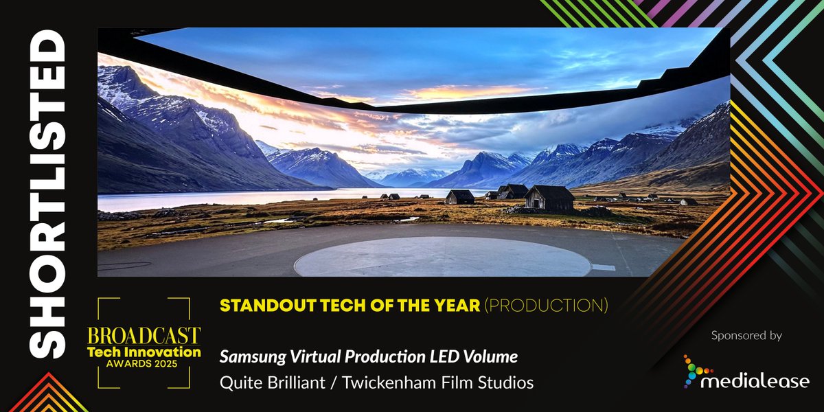 BroadTechAwards's tweet image. Nominated for Standout Tech of the Year (Production) Sponsored by @Medialease is #Samsung Virtual Production #LEDVolume, Quite Brilliant / @TwickStudios

✨Join us on 27 November, book your table now! bit.ly/BTIA25Tables 

#VFX #VirtualProduction #PostProduction