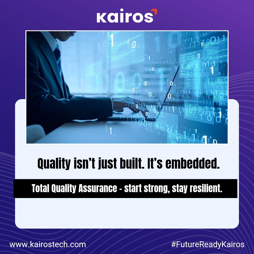 75%+ of companies now use AI for QA (World Quality Report 2024-25).

Quality isn’t a checkbox anymore - it’s your competitive edge.

Embrace automation, shift-left, &amp; continuous monitoring. kairostech.com/quality-assura…

#QualityEngineering #TotalQualityAssurance #QA