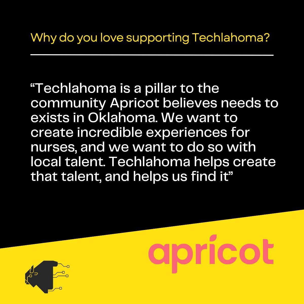 We asked Apricot, "How has this partnership benefit your organization so far?" and their representative responded, "We have hired some of our staff through Techlahoma!" 

We absolutely love helping our techies find amazing career opportunities!