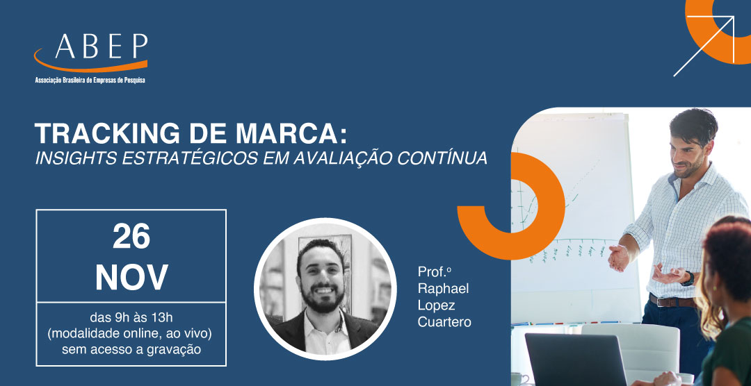 Dia 26/11 acontece o curso “Tracking de Marca: Insights Estratégicos em Avaliação Contínua”, com o prof. Raphael Cuartero. Aprenda a conduzir projetos de tracking, do briefing à entrega, transformando dados em decisões de negócio.
Inscreva-se: bit.ly/47SBEkV