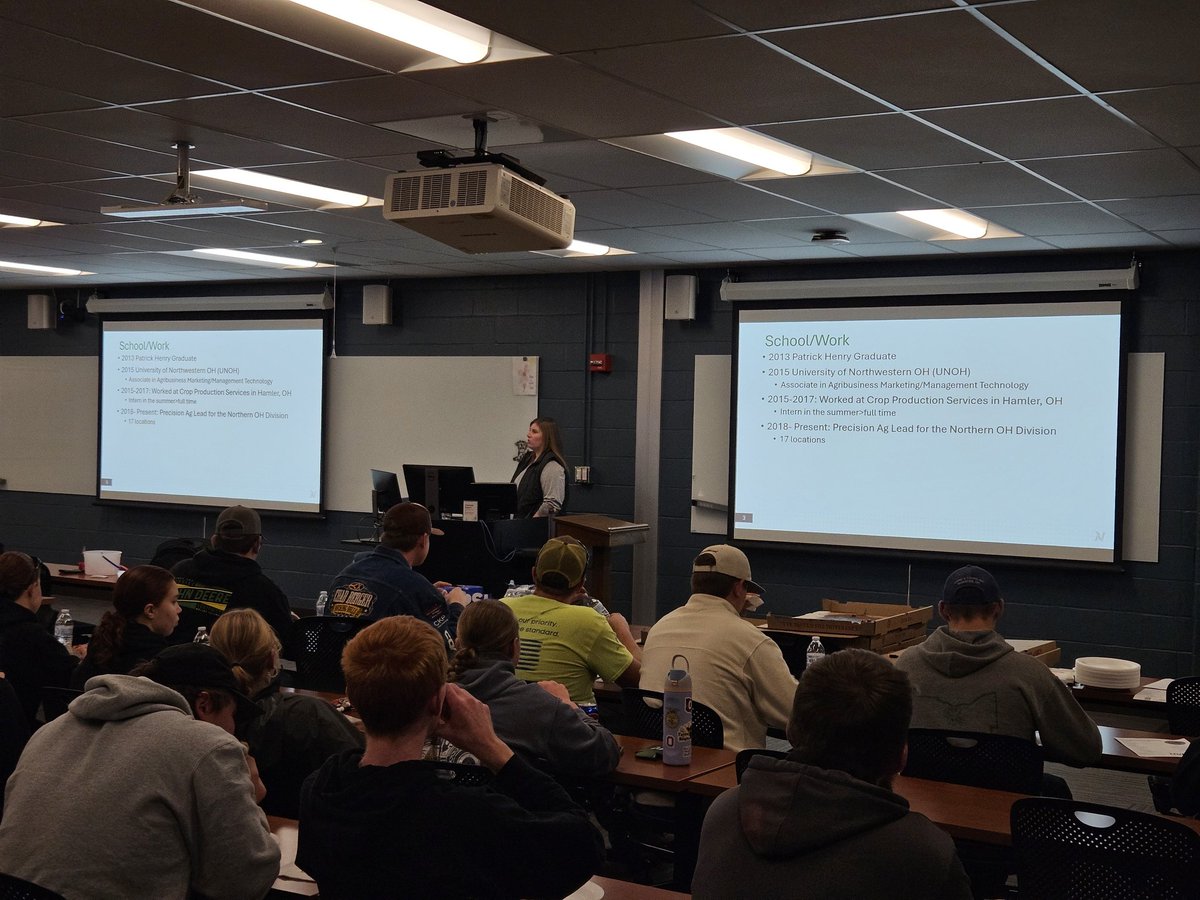 ForrestLang78's tweet image. Thanks to Katy with @NutrienAgRetail who spoke to our @CFAES_OSU students last week. We also heard from Jillian who interned at Centerra Coop and Maddie who interned at @Prog_Crops! 

Lots of great internship &amp;amp; job opportunities for all of our @osuati students!
#ATI #CFAES #OSU