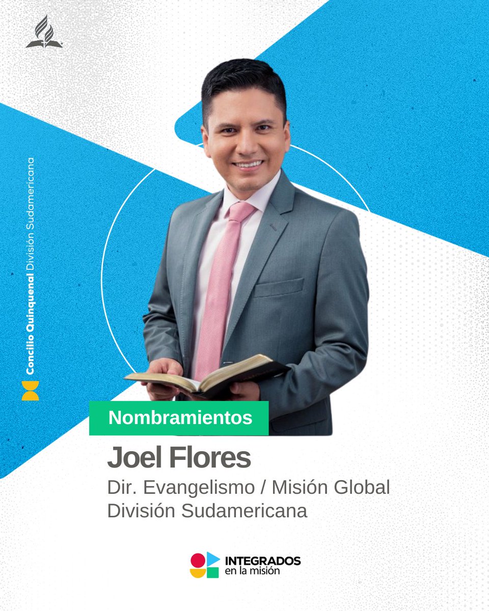 Iglesia Adventista tiene nuevo evangelista y director de Misión Global
El <a href="/PrJoelFlores/">Joel Flores </a>  fue elegido por los miembros del Concilio Quinquenal para actuar en estas dos áreas de evangelismo.
Oremos desde ya por su ministerio. 
Lee completa la noticia aquí: adv.st/nuevo-evangeli…