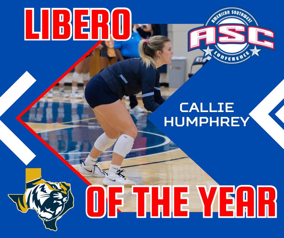 ASC_sports's tweet photo. Congrats to the 2025 ASC Volleyball Libero of the Year, Callie Humphrey from East Texas Baptist!

#ASCsports #ascvb #d3vb https://t.co/6TNlgemoON