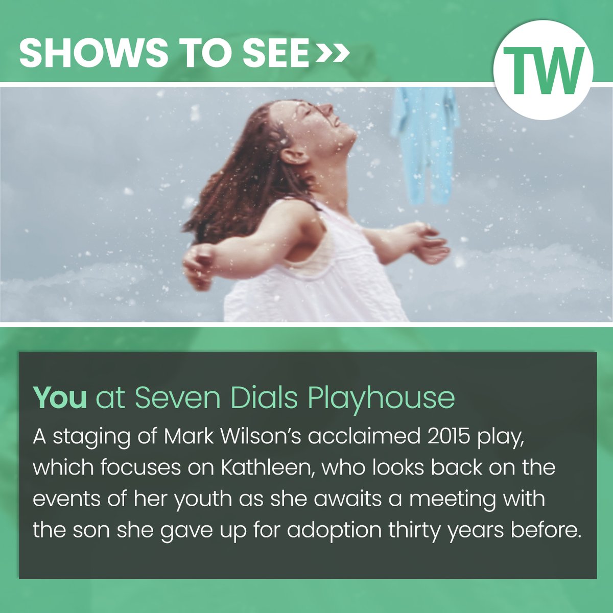 Among our recommended shows to see in London this week: 'You' at Seven Dials Playhouse from 11-15 Nov.

Get more show tips here: bit.ly/4qF3nNz

@7dialsplayhouse