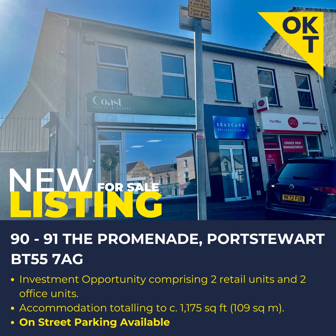NEW LISTING FOR SALE:   #Investment Opportunity at 90-91 The Promenade, #Portstewart.  Call us on 02870344244 for further details or to arrange a viewing. okt.co.uk/properties/90-…