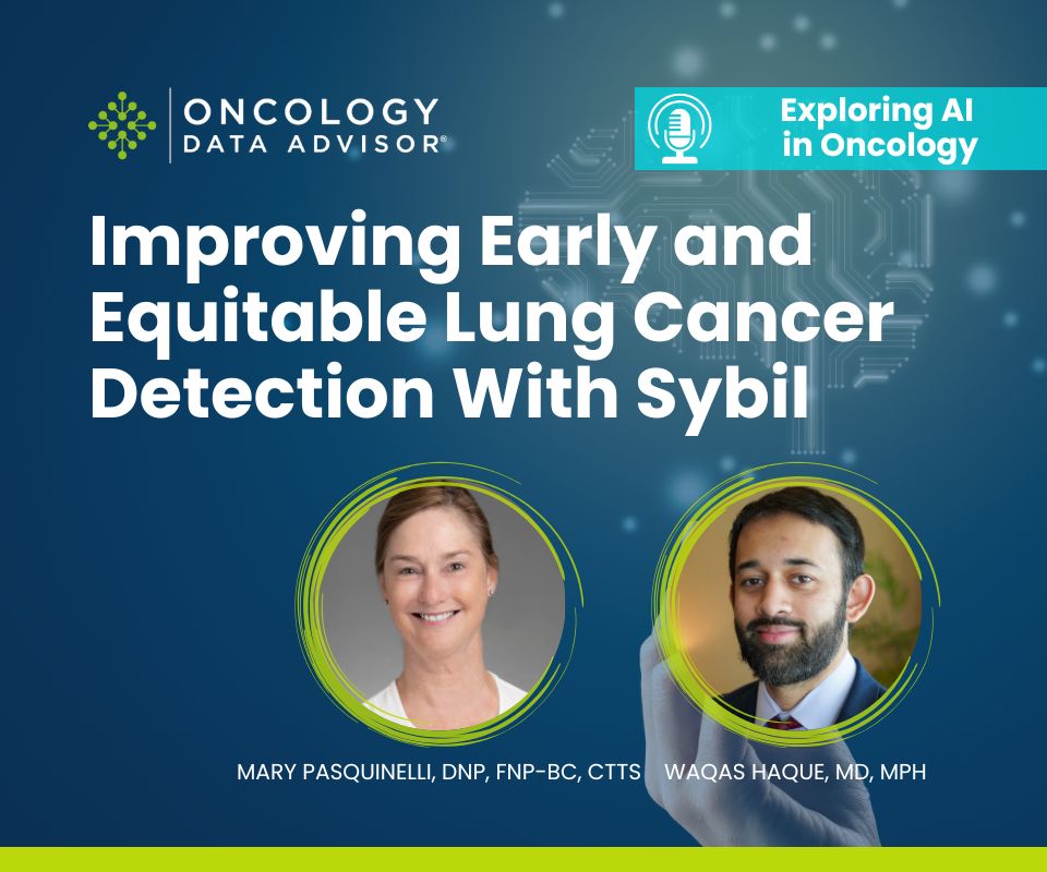 OncData's tweet image. Watch as @WaqasHaqueMD speaks with @MaryPasquinelli, DNP (@thisisUIC) about the evolving role of #AI in #LungCancer detection—including #Sybil, a deep learning model with benefits for predicting future lung cancer risk in a diverse population.

Watch here! youtu.be/UjK0gjx1gFc?si…