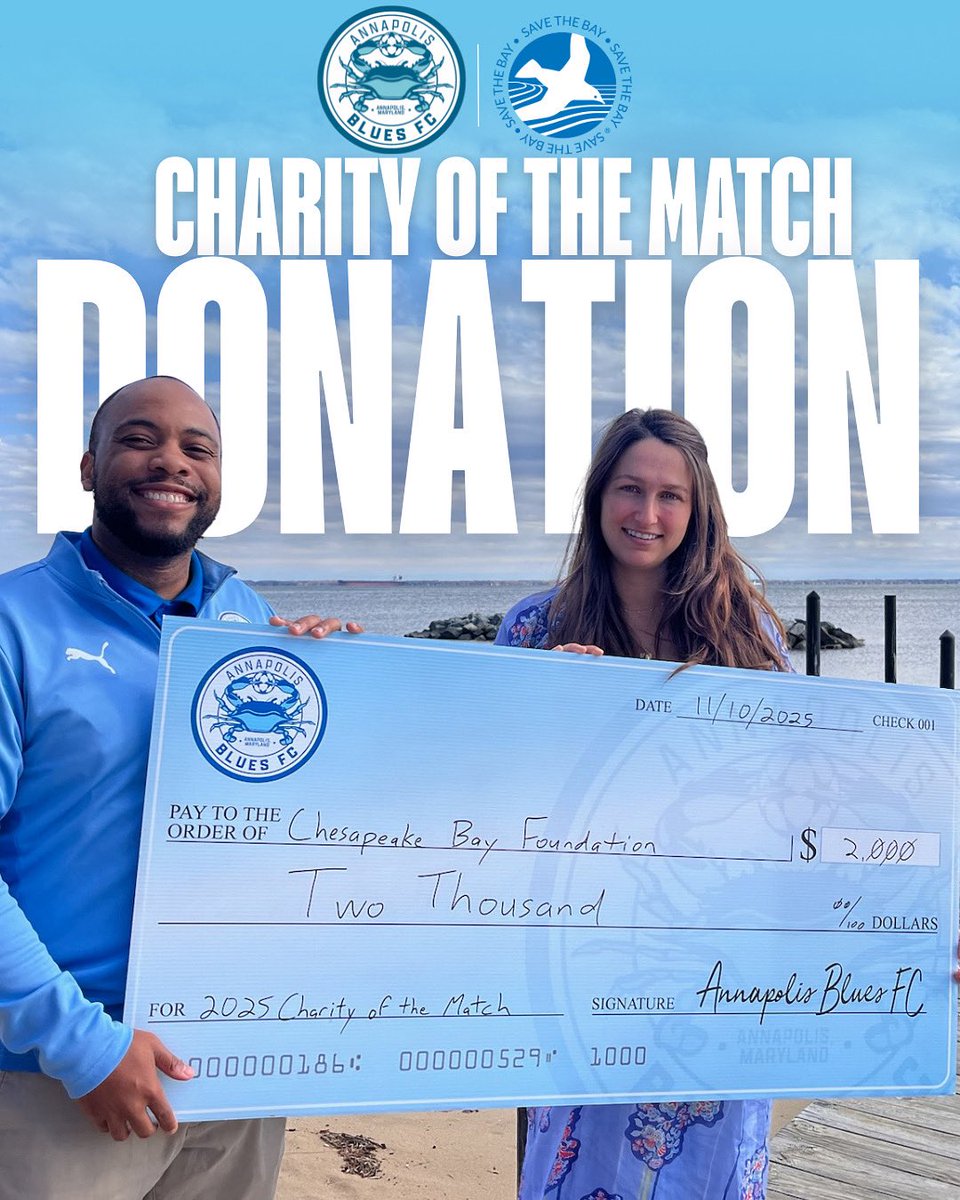 Protect the bay at all costs 💙

Today we presented @chesapeakebayfoundation with our donation from this past seasons Charity of The Match! 

Thank you for protecting our beloved bay and environment! 🌊