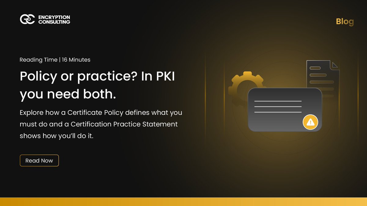 encryptioncons's tweet image. In every Public Key Infrastructure (PKI), trust is defined and enforced through two foundational documents: the Certificate Policy (CP) and the Certification Practice Statement (CPS). These documents govern how certificates are issued, managed, and trusted across digital…
