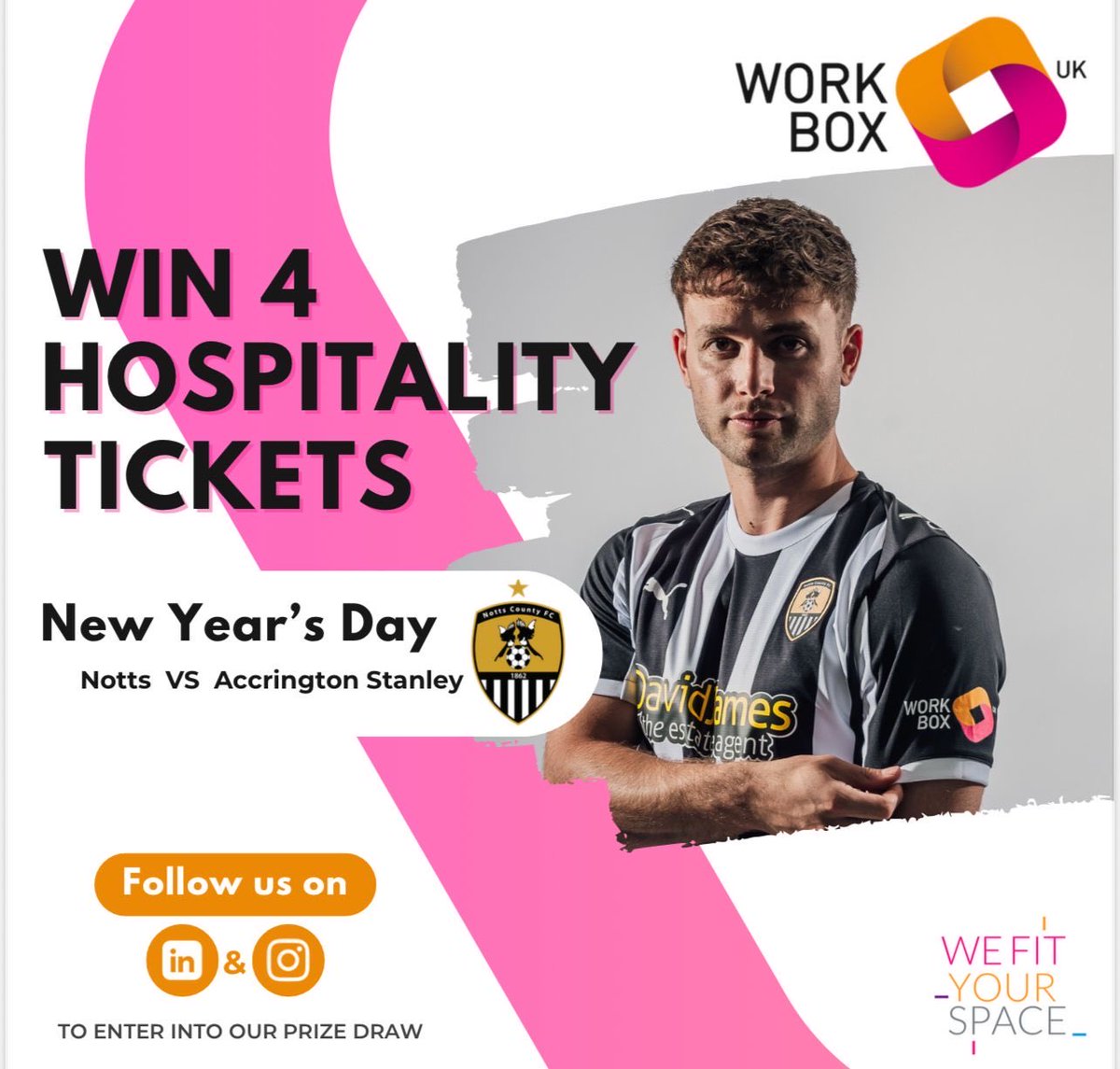 WorkBoxUK's tweet photo. WIN with WorkBox UK! 🏆
We are giving one lucky winner 4 hospitality tickets for Notts County vs Accrington Stanley on New Year’s Day! 🎉

✅ Follow WorkBox UK on Instagram and LinkedIn to enter.
⏰ Entries close 28th November — do not miss out! https://t.co/WhmXYQSHTF