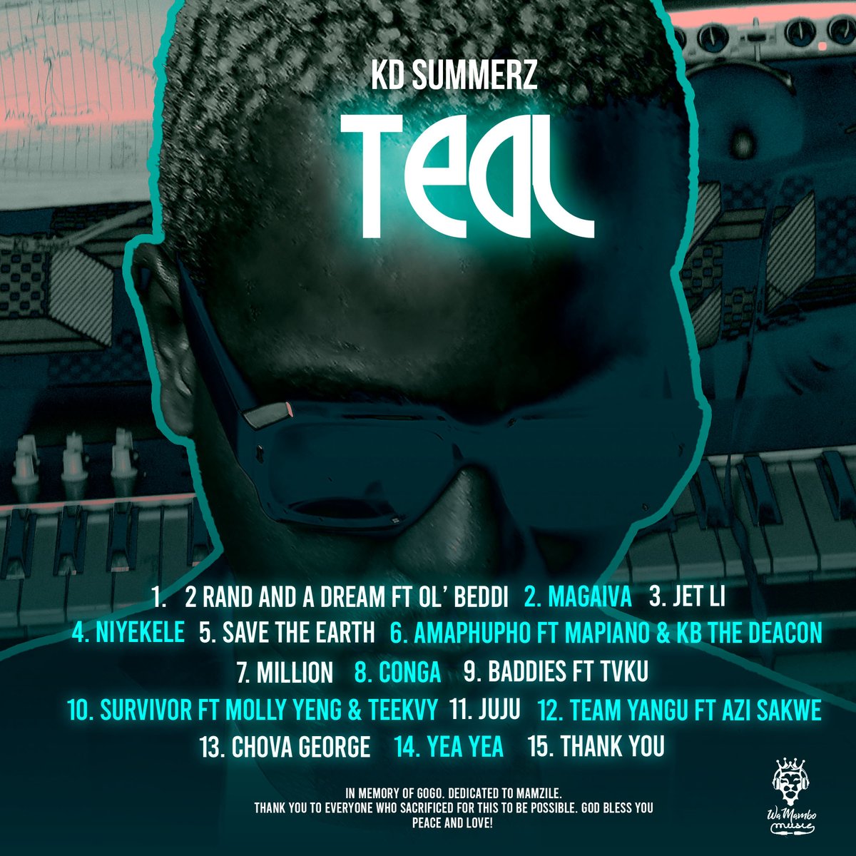 Here is the track list from my 2nd album "TEAL". Alongside my friends, 4 years in the making. The best part is the journey. Release dates will be announced soon... Super grateful to be making music still!!! 🙏💯

#teal #album #music