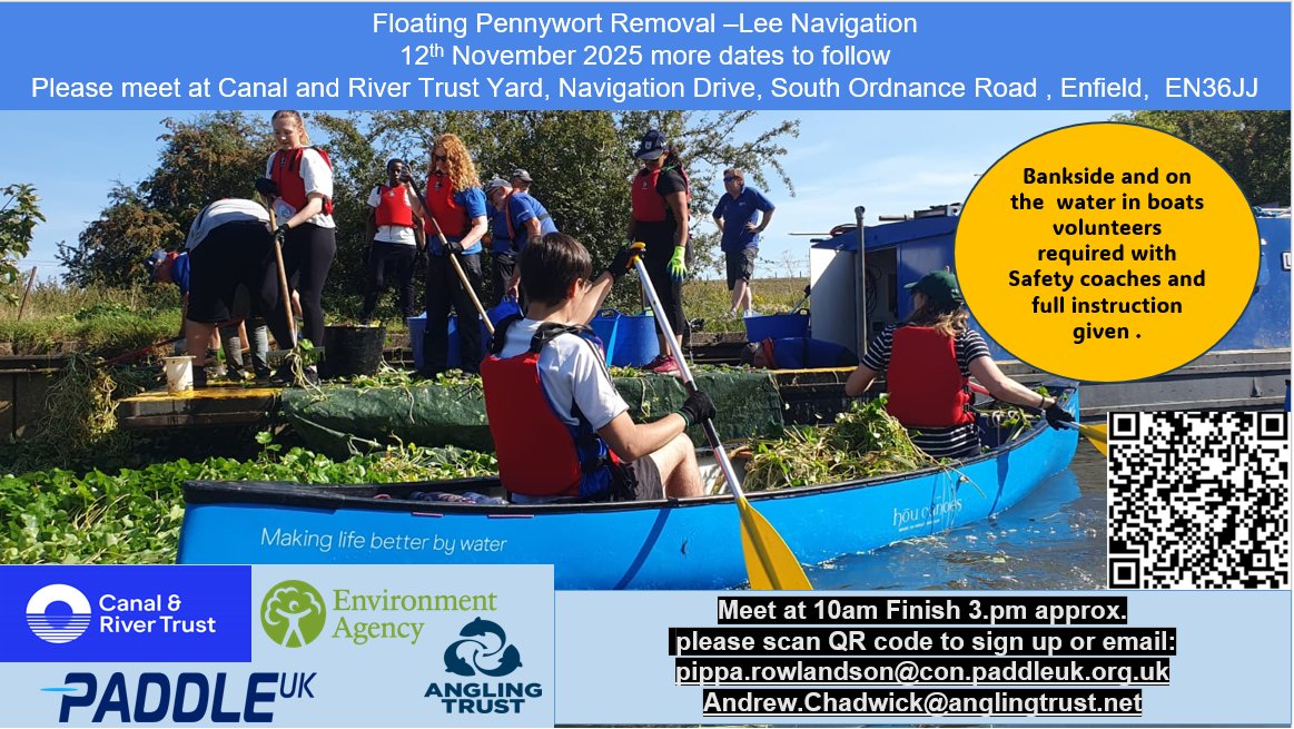 Floating Pennywort removal volunteer event in Enfield on Wednesday 12 November hosted by <a href="/paddle_uk/">Paddle UK</a>