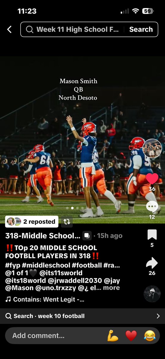 Thanks <a href="/318Sports/">318 Sports</a> for the recognition for top 20 in the area ! 
<a href="/NDGriffinFB/">North DeSoto Football</a> <a href="/CoachDunn1/">Dennis Dunn</a> <a href="/FisherRay_5/">Fisher Ray</a> <a href="/OleMissFB/">Ole Miss Football</a> <a href="/CoachHouston4/">Shaun Houston</a> <a href="/QBC_Shreveport/">QB Country Shreveport</a> <a href="/On3sports/">On3</a> <a href="/318Sports/">318 Sports</a>