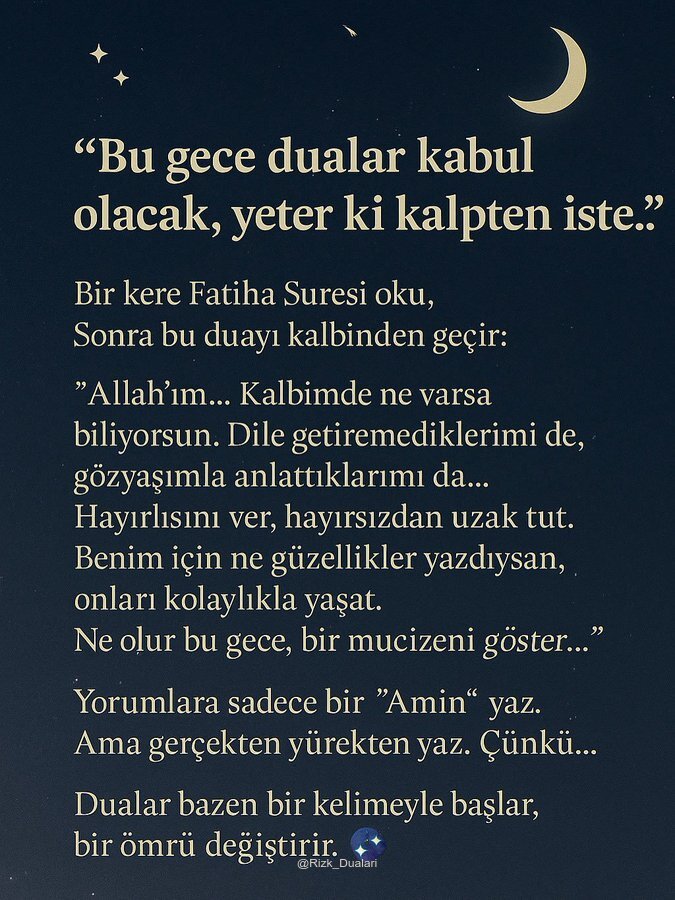 Allah'ım bu duayı gören, yüreğiyle hisseden herkese ferahlık nasip et.